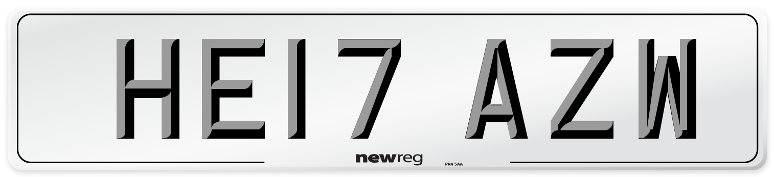 HE17 AZW Number Plate from New Reg